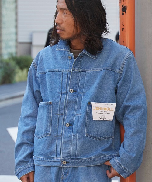 のぶ / johnbull ⿻ コットン デニム ジャケット ビッグカラー Johnbull/ジョンブル JEAN JACKET ボックスシルエット セカンドデニム