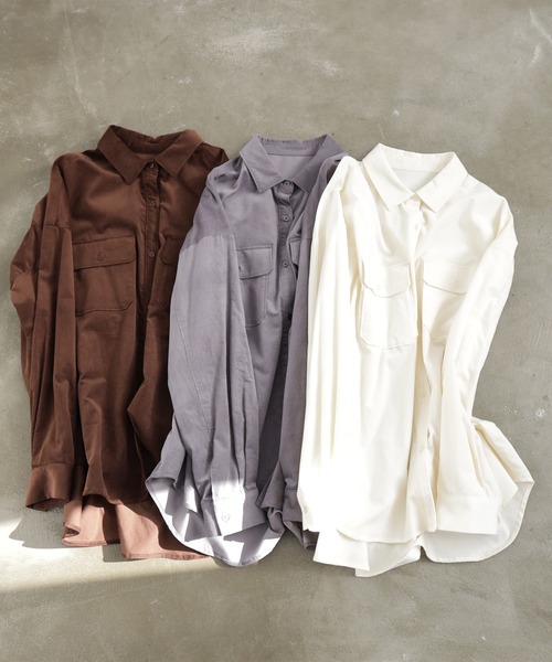 for/c(フォーシー)の「コーデュロイシャツ【サスティナブル】(シャツ/ブラウス・レディース・アイボリー/チャコール/ブラウン・M/L)」の4枚目の写真