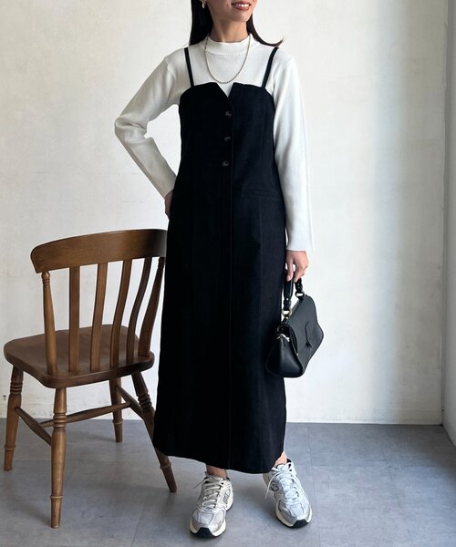 Chez toi（シェトワ）の「Iラインキャミワンピース×インナーニットプルオーバー（ワンピース・レディース・ブラック/グレー/キャメル・FREE）」の13枚目の写真