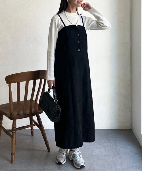 Chez toi（シェトワ）の「Iラインキャミワンピース×インナーニットプルオーバー（ワンピース・レディース・ブラック/グレー/キャメル・FREE）」の15枚目の写真