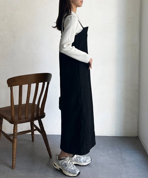 Chez toi（シェトワ）の「Iラインキャミワンピース×インナーニットプルオーバー（ワンピース・レディース・ブラック/グレー/キャメル・FREE）」の16枚目の写真