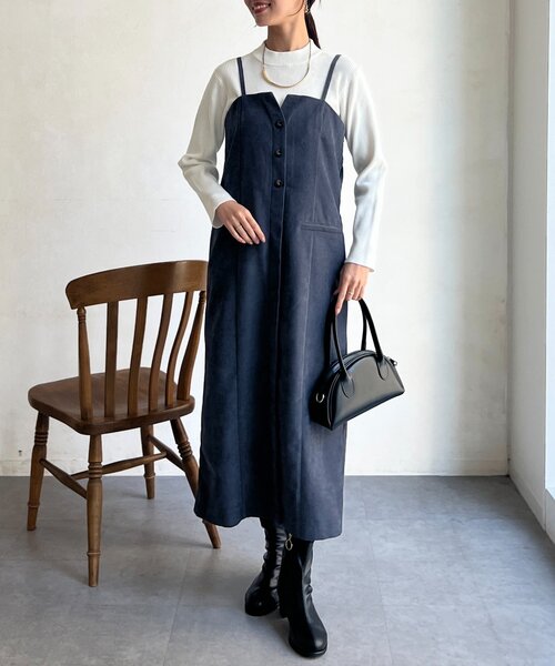 Chez toi（シェトワ）の「Iラインキャミワンピース×インナーニットプルオーバー（ワンピース・レディース・ブラック/グレー/キャメル・FREE）」の19枚目の写真