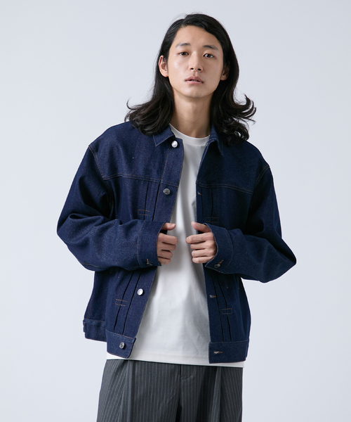 B.C STOCK（ベーセーストック）の「《追加3》12.5oz TYPE2 リジットデニムジャケット（デニムジャケット・メンズ・ネイビー/ブラック・MEDIUM/LARGE）」の2枚目の写真