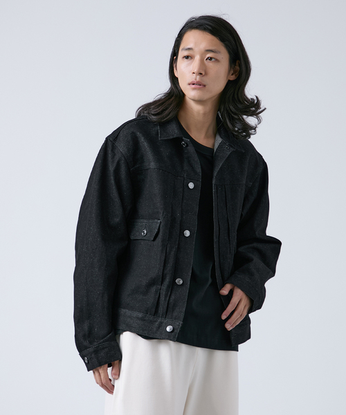 B.C STOCK（ベーセーストック）の「《追加3》12.5oz TYPE2 リジットデニムジャケット（デニムジャケット・メンズ・ネイビー/ブラック・MEDIUM/LARGE）」の4枚目の写真