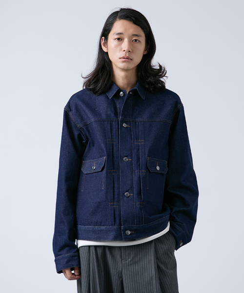 B.C STOCK（ベーセーストック）の「《追加3》12.5oz TYPE2 リジットデニムジャケット（デニムジャケット・メンズ・ネイビー/ブラック・MEDIUM/LARGE）」の9枚目の写真