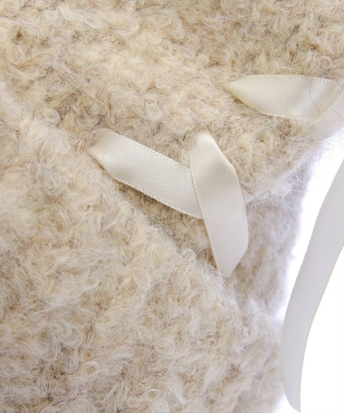 clear（クリア）の「猫耳リボンニット帽[着回し力抜群 ガーリー]≪AW新作≫（ニットキャップ/ビーニー・レディース・アイボリー/ベージュ/ブルー系その他・F）」の5枚目の写真