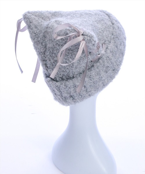 clear（クリア）の「猫耳リボンニット帽[着回し力抜群 ガーリー]≪AW新作≫（ニットキャップ/ビーニー・レディース・アイボリー/ベージュ/ブルー系その他・F）」の8枚目の写真