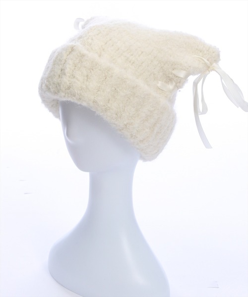 clear（クリア）の「猫耳リボンニット帽[着回し力抜群 ガーリー]≪AW新作≫（ニットキャップ/ビーニー・レディース・アイボリー/ベージュ/ブルー系その他・F）」の12枚目の写真