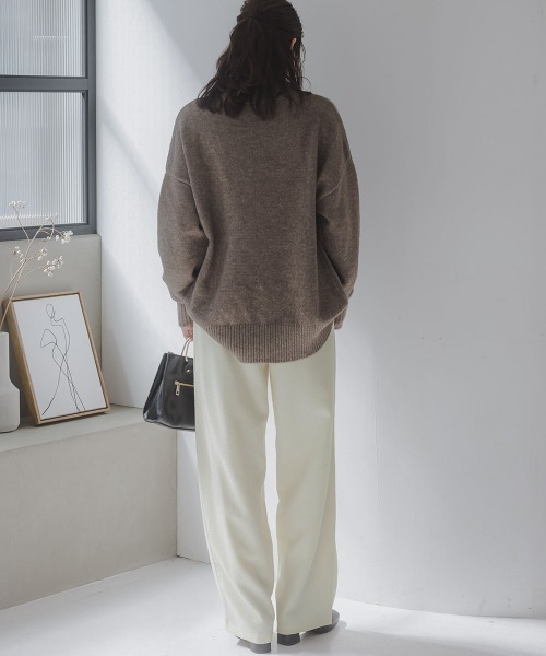 slattgir（スラットジール）の「高身長　ツイードリラックスワイドパンツ（トールサイズ）Essenave（その他パンツ・レディース・クリーム/ブラック系・TM/TL/TLL/T3L）」の5枚目の写真