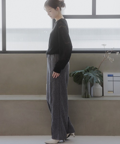 セール】高身長 ツイードリラックスワイドパンツ（トールサイズ