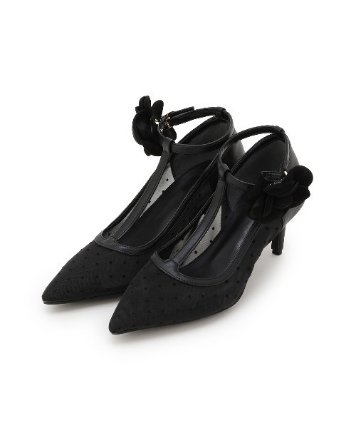 WILLSELECTION(ウィルセレクション)の「フラワーモチーフドットチュールパンプス(パンプス・レディース・オフホワイト/ブラック・MEDIUM/LARGE)」の2枚目の写真