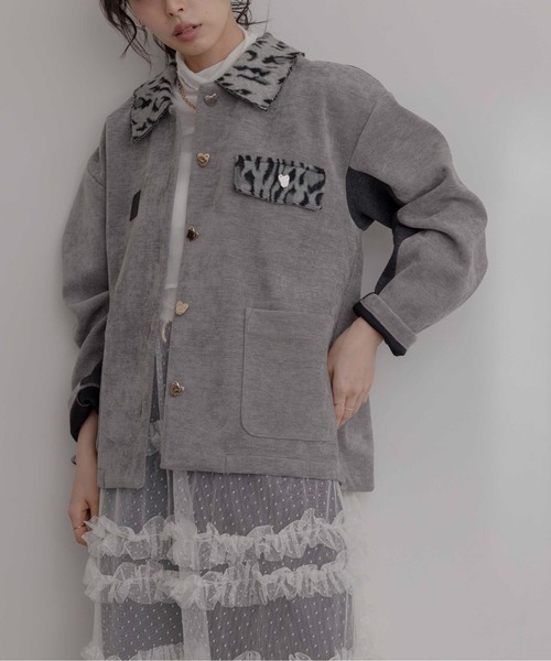 超美品♡値下げ♡Eimee Law♡ベロアボンディング ハートボタンカバーオール ベロアボンディング ハートボタンカバーオール（カバーオール）｜Eimee