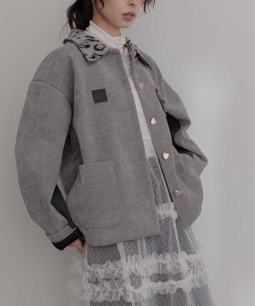 ベロアボンディング ハートボタンカバーオール（カバーオール）｜Eimee