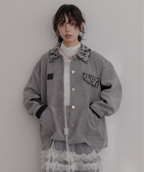 超美品♡値下げ♡Eimee Law♡ベロアボンディング ハートボタンカバーオール ベロアボンディング ハートボタンカバーオール（カバーオール）｜Eimee