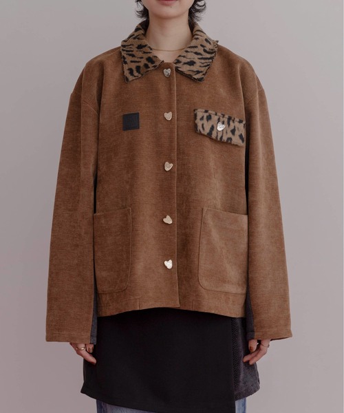 ベロアボンディング ハートボタンカバーオール（カバーオール）｜Eimee