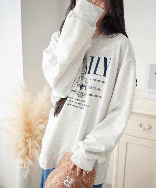 ReDial（リダイアル）の「ロゴ刺繍スウェット（スウェット・レディース・ブラック/杢グレー/オートミール・M/L/LL/3L）」の3枚目の写真