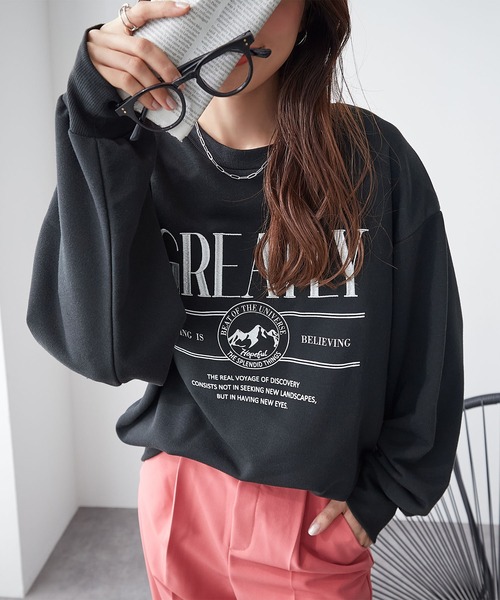 ReDial（リダイアル）の「ロゴ刺繍スウェット（スウェット・レディース・ブラック/杢グレー/オートミール・M/L/LL/3L）」の4枚目の写真