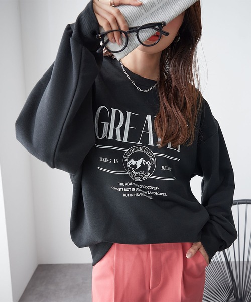 ReDial（リダイアル）の「ロゴ刺繍スウェット（スウェット・レディース・ブラック/杢グレー/オートミール・M/L/LL/3L）」の5枚目の写真