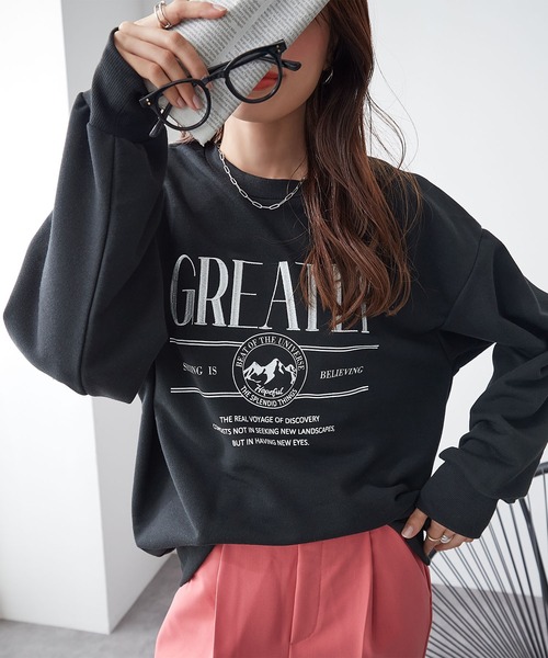 ReDial（リダイアル）の「ロゴ刺繍スウェット（スウェット・レディース・ブラック/杢グレー/オートミール・M/L/LL/3L）」の6枚目の写真
