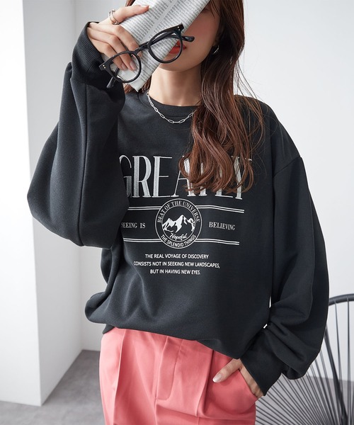 ReDial（リダイアル）の「ロゴ刺繍スウェット（スウェット・レディース・ブラック/杢グレー/オートミール・M/L/LL/3L）」の8枚目の写真