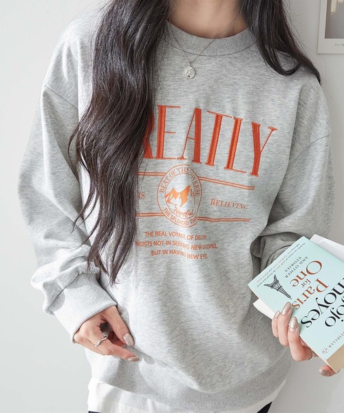 ReDial（リダイアル）の「ロゴ刺繍スウェット（スウェット・レディース・ブラック/杢グレー/オートミール・M/L/LL/3L）」の14枚目の写真