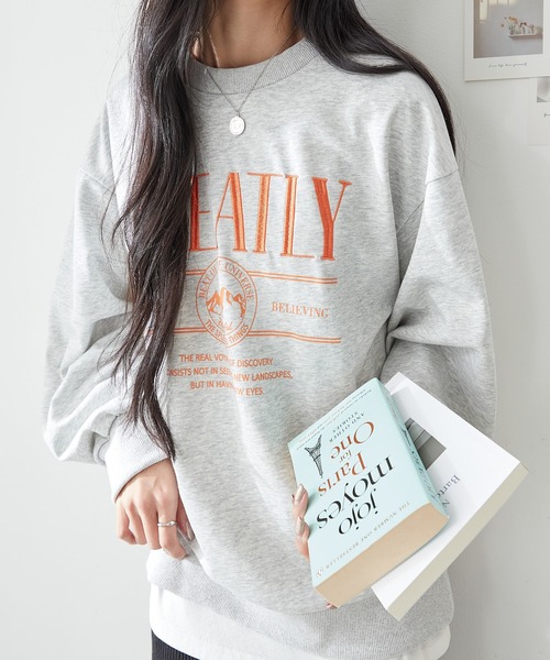 ReDial（リダイアル）の「ロゴ刺繍スウェット（スウェット・レディース・ブラック/杢グレー/オートミール・M/L/LL/3L）」の15枚目の写真