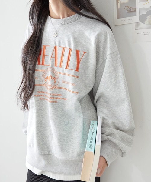 ReDial（リダイアル）の「ロゴ刺繍スウェット（スウェット・レディース・ブラック/杢グレー/オートミール・M/L/LL/3L）」の17枚目の写真