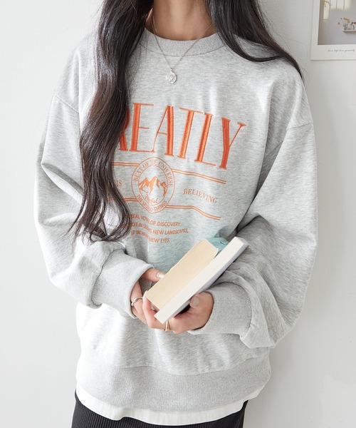 ReDial（リダイアル）の「ロゴ刺繍スウェット（スウェット・レディース・ブラック/杢グレー/オートミール・M/L/LL/3L）」の18枚目の写真