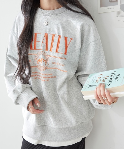 ReDial（リダイアル）の「ロゴ刺繍スウェット（スウェット・レディース・ブラック/杢グレー/オートミール・M/L/LL/3L）」の19枚目の写真