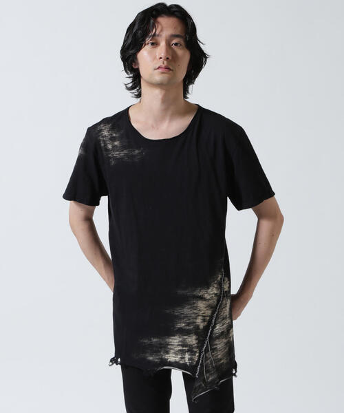 ケムリ　ブラック長袖カットソー KMRii/ケムリ/Black Shadow Slash Cut/SS Tee（Tシャツ/カットソー