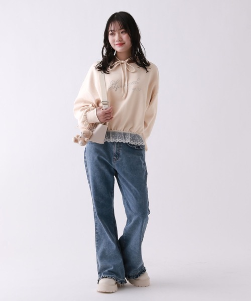 repipi armario（レピピ アルマリオ）の「【girly line】【裏起毛】トキメキリボンタイトップス（スウェット・キッズ・アイボリー/ブラック/グレー・MEDIUM/LARGE/SMALL）」の4枚目の写真