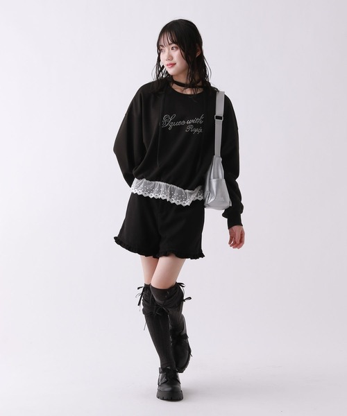 repipi armario（レピピ アルマリオ）の「【girly line】【裏起毛】トキメキリボンタイトップス（スウェット・キッズ・アイボリー/ブラック/グレー・MEDIUM/LARGE/SMALL）」の6枚目の写真