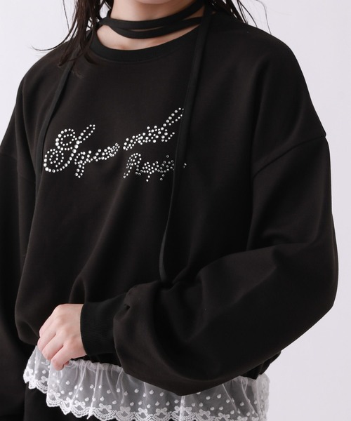 repipi armario（レピピ アルマリオ）の「【girly line】【裏起毛】トキメキリボンタイトップス（スウェット・キッズ・アイボリー/ブラック/グレー・MEDIUM/LARGE/SMALL）」の13枚目の写真