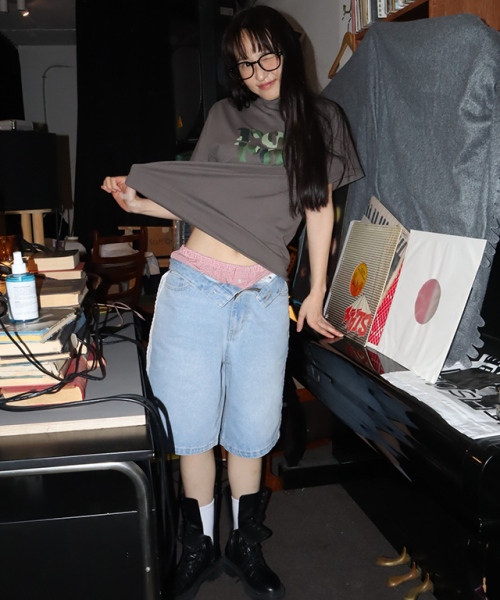RONRON(ロンロン)の「PATTERN LOGO BASIC FIT T SHIRT CHARCOAL(Tシャツ/カットソー・レディース・その他・FREE)」の5枚目の写真