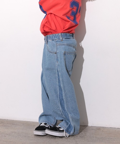 Ocean&Ground(オーシャン&グラウンド)の「サイドデザインデニムパンツ(デニムパンツ・キッズ・ダークインディゴブルー/ケミカルウォッシュ・100/90/140/130/120/110)」の8枚目の写真
