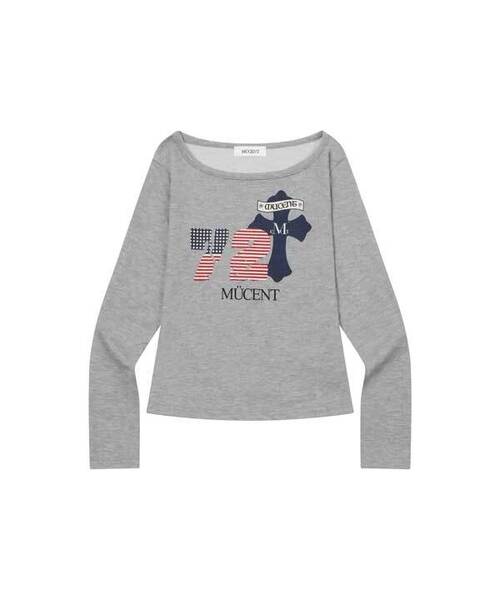MUCENT(ムセント)の「ロデズ 72 星条旗 ワンショルダー 長袖Tシャツ (2カラー)(Tシャツ/カットソー・レディース・ブラック/グレー系・FREE)」の2枚目の写真