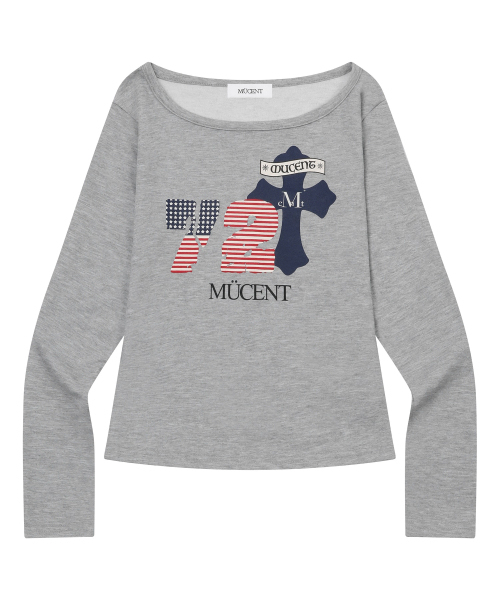MUCENT(ムセント)の「ロデズ 72 星条旗 ワンショルダー 長袖Tシャツ (2カラー)(Tシャツ/カットソー・レディース・ブラック/グレー系・FREE)」の4枚目の写真
