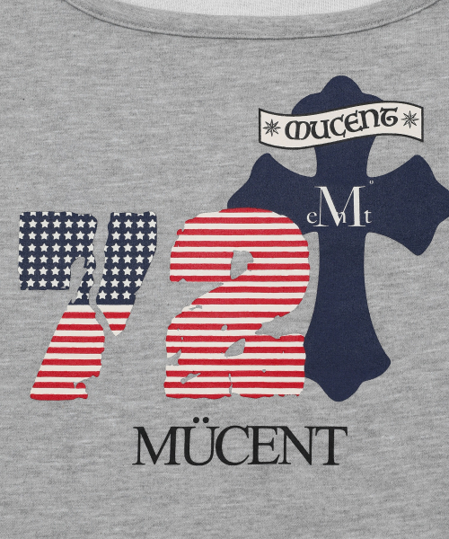 MUCENT(ムセント)の「ロデズ 72 星条旗 ワンショルダー 長袖Tシャツ (2カラー)(Tシャツ/カットソー・レディース・ブラック/グレー系・FREE)」の11枚目の写真