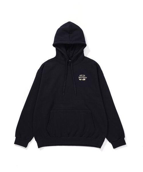 GAKKAI UNIONS(ガッカイユニオンズ)の「シリアスペンギン刺繍フードパーカー ブラック(パーカー・レディース・その他・MEDIUM/LARGE)」の2枚目の写真