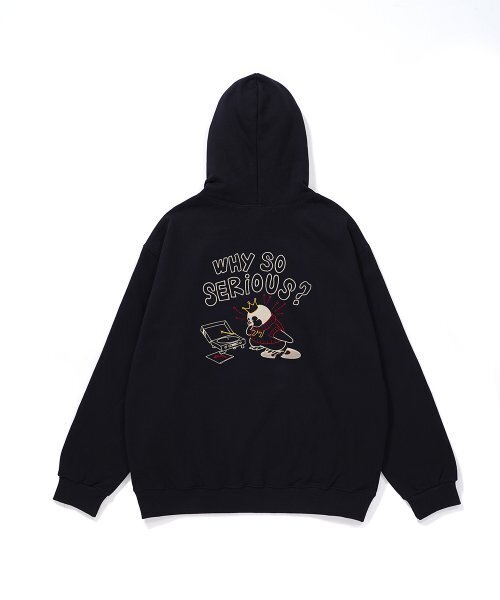 GAKKAI UNIONS(ガッカイユニオンズ)の「シリアスペンギン刺繍フードパーカー ブラック(パーカー・レディース・その他・MEDIUM/LARGE)」の3枚目の写真