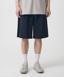 ダブルニットワンタックワイドスウェットショーツ[ネイビー]