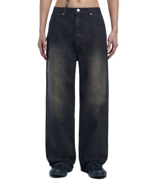 NOMANUAL（NOMANUAL）の「WASHED DENIM PANTS - BROWN（デニムパンツ・レディース・その他・LARGE/X-SMALL/SMALL/MEDIUM）」の2枚目の写真