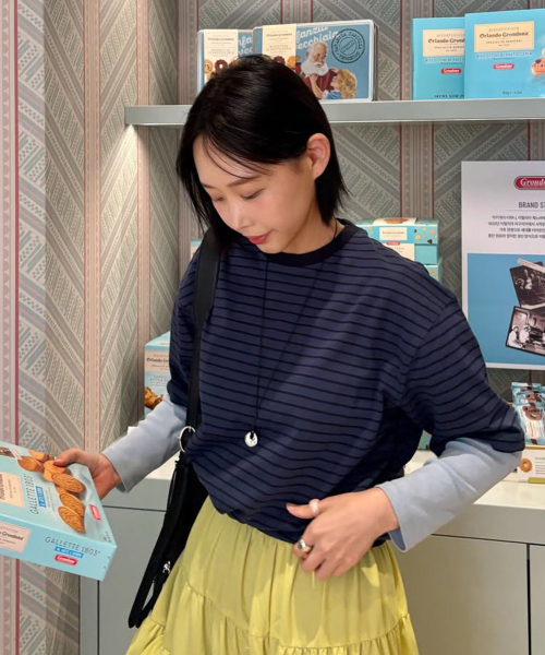 URBANDTYPE（アーバンディタイプ）の「ヴィンテージラベルストライプTシャツ_ネイビー（Tシャツ/カットソー・レディース・その他・SMALL/LARGE/MEDIUM）」の3枚目の写真