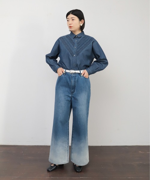 NOMBRE IMPAIR（ノンブルアンペール）の「ねじりピンタックデニム 衿付