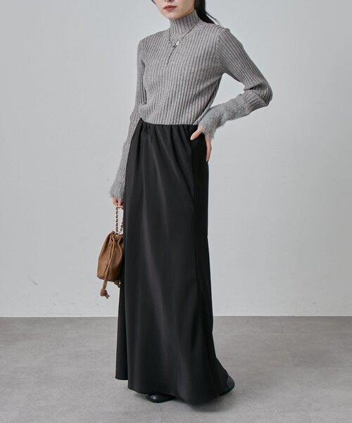 Lui's（ルイス）の「袖フェザーリブタートルニット（Tシャツ/カットソー・レディース・オフホワイト/グレー/グレー系その他/ブラック・FREE）」の6枚目の写真