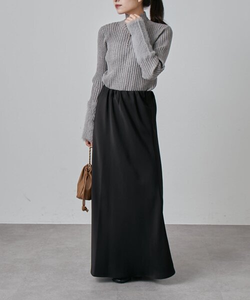 Lui's（ルイス）の「袖フェザーリブタートルニット（Tシャツ/カットソー・レディース・オフホワイト/グレー/グレー系その他/ブラック・FREE）」の7枚目の写真