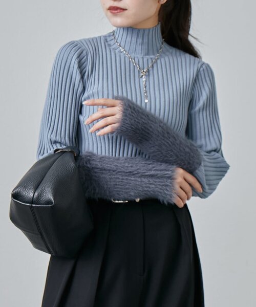 Lui's（ルイス）の「袖フェザーリブタートルニット（Tシャツ/カットソー・レディース・オフホワイト/グレー/グレー系その他/ブラック・FREE）」の11枚目の写真