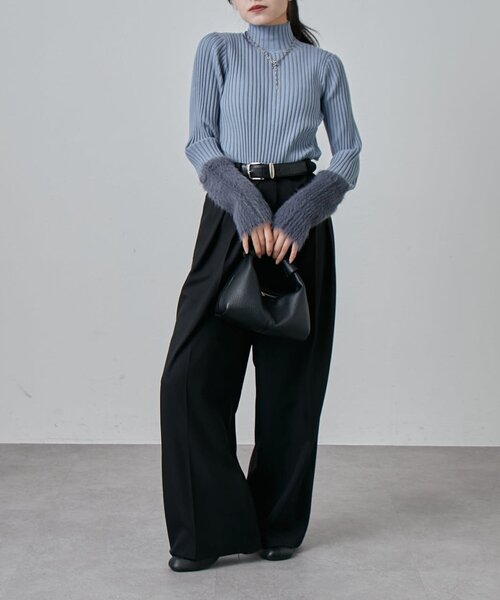 Lui's（ルイス）の「袖フェザーリブタートルニット（Tシャツ/カットソー・レディース・オフホワイト/グレー/グレー系その他/ブラック・FREE）」の13枚目の写真