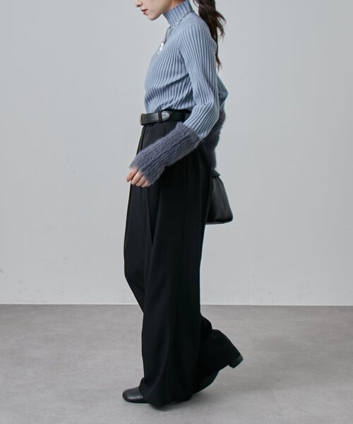 Lui's（ルイス）の「袖フェザーリブタートルニット（Tシャツ/カットソー・レディース・オフホワイト/グレー/グレー系その他/ブラック・FREE）」の16枚目の写真