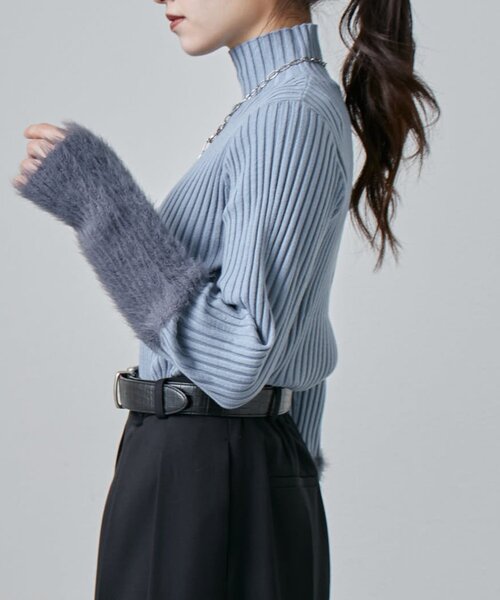 Lui's（ルイス）の「袖フェザーリブタートルニット（Tシャツ/カットソー・レディース・オフホワイト/グレー/グレー系その他/ブラック・FREE）」の17枚目の写真